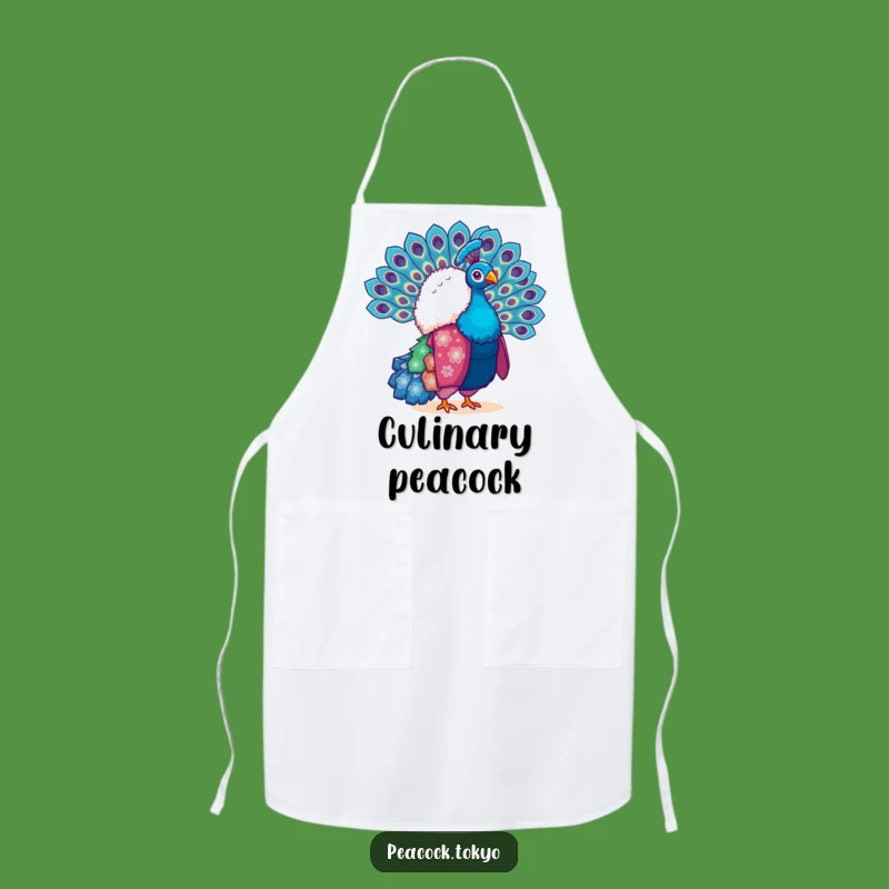 Funny Peacock Kimono Apron - Vibrant Kitchen Feather Fun