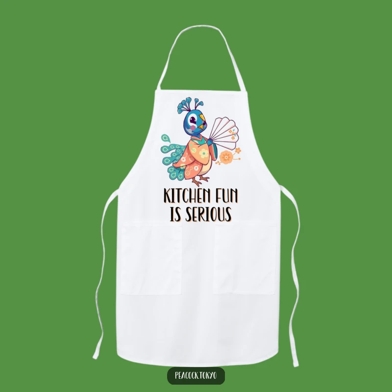 Funny Whimsical Peacock Fan Apron - Playful Humorous Kitchen Wear