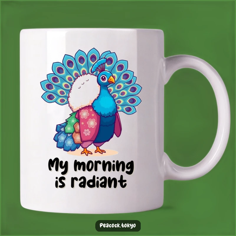Funny Peacock Kimono Mug - Vibrant Tail Feather Fan Gift