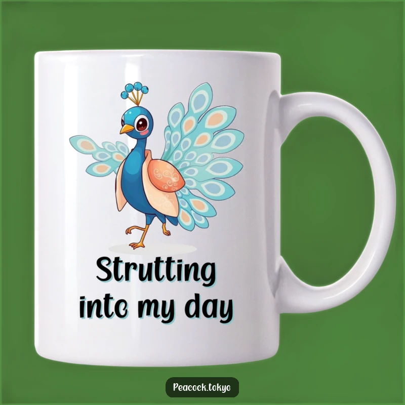 Funny Charming Peacock Kimono Mug - Elegant Humorous Gift for Graceful Souls