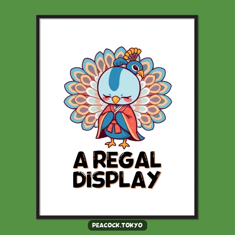 Funny Stylised Peacock Kimono Digital Art - Elegant Humorous Printable