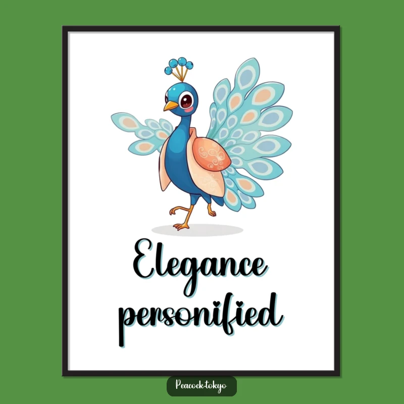 Funny Charming Peacock Kimono Digital Art - Elegant Humorous Printable