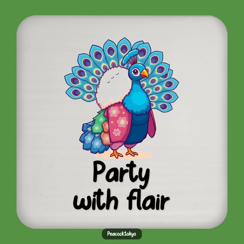 Funny Peacock Kimono Coaster - Vibrant Feather Protector