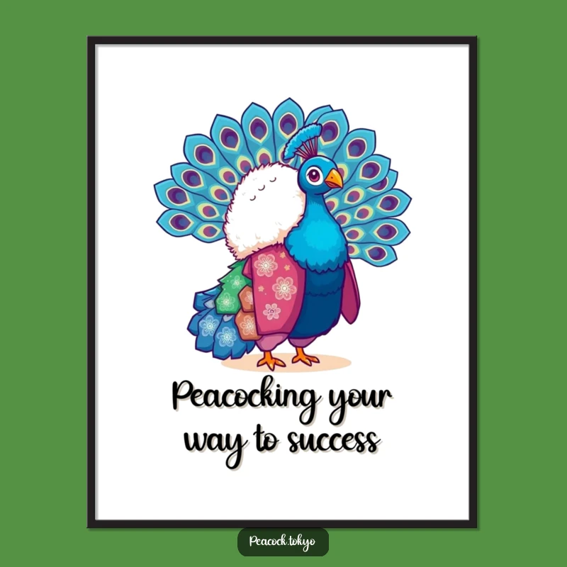 Free Printable Wall Art: Peacock Kimono Fanning Feathers - Funny Downloadable Decor for Fabulous Spaces