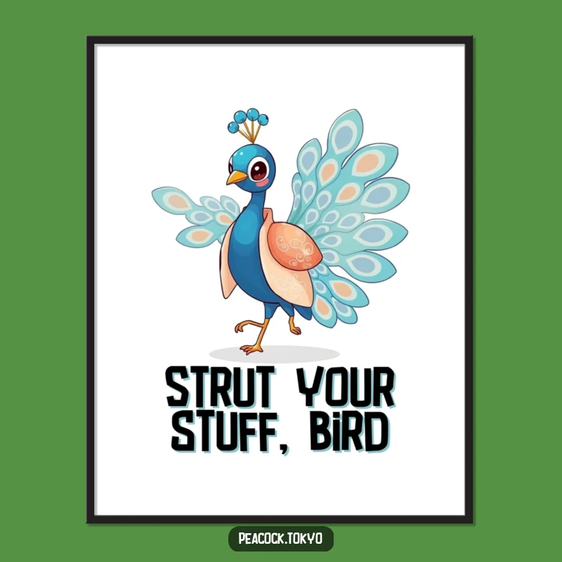 Free Printable Wall Art: Elegant Peacock Kimono Strut for Sophisticated Home Decor