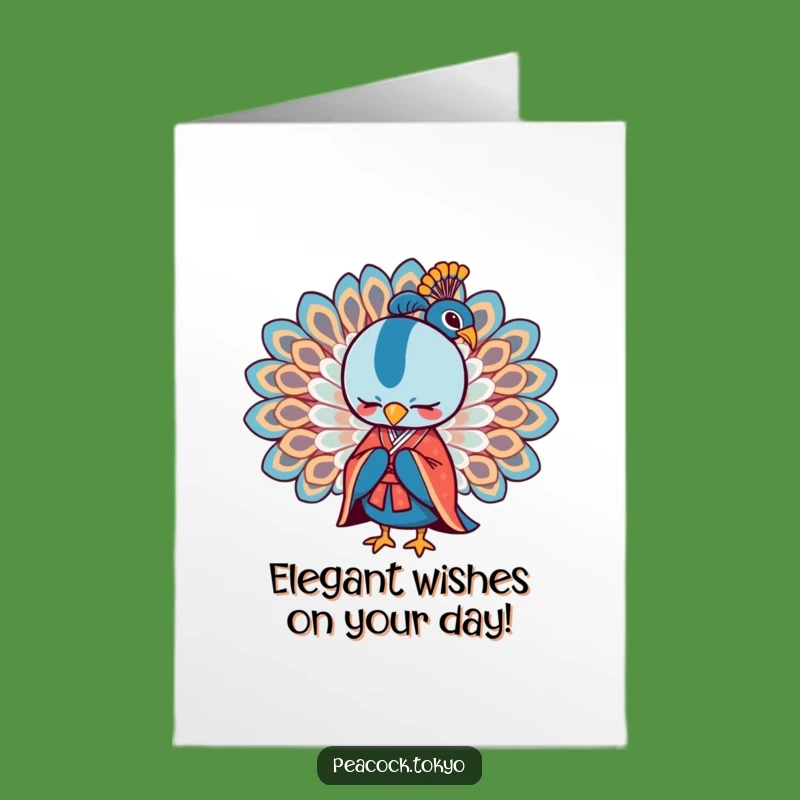 Free Printable Birthday Card: Formal Peacock Kimono Greeting for a Classy Celebration
