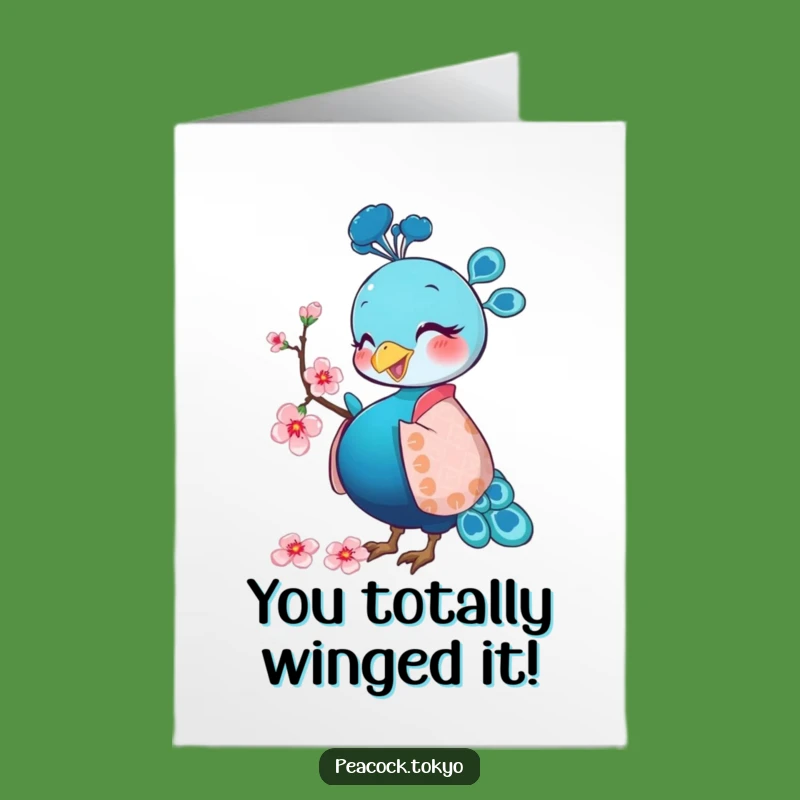 Free Printable Congrats Card: Elegant Peacock Kimono Design for Your Big Achievement