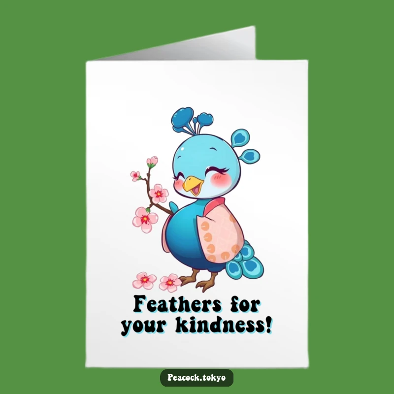 Free Printable Thank You Card: Whimsical Peacock Kimono Fan Balance for Gratitude