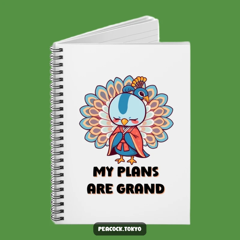 Funny Stylised Peacock Kimono Notebook - Elegant Journal for Your Thoughts