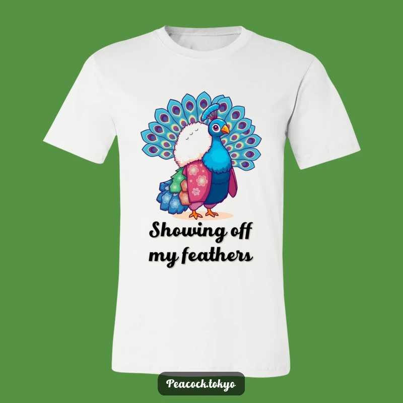 Funny Peacock Kimono Tee - Vibrant Feather Fan Apparel