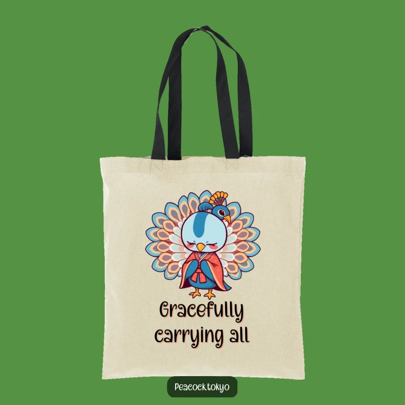 Funny Stylised Peacock Kimono Tote Bag - Chic Humorous Accessory